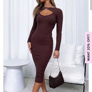 NWT White Fox Boutique Fine Line Midi Dress